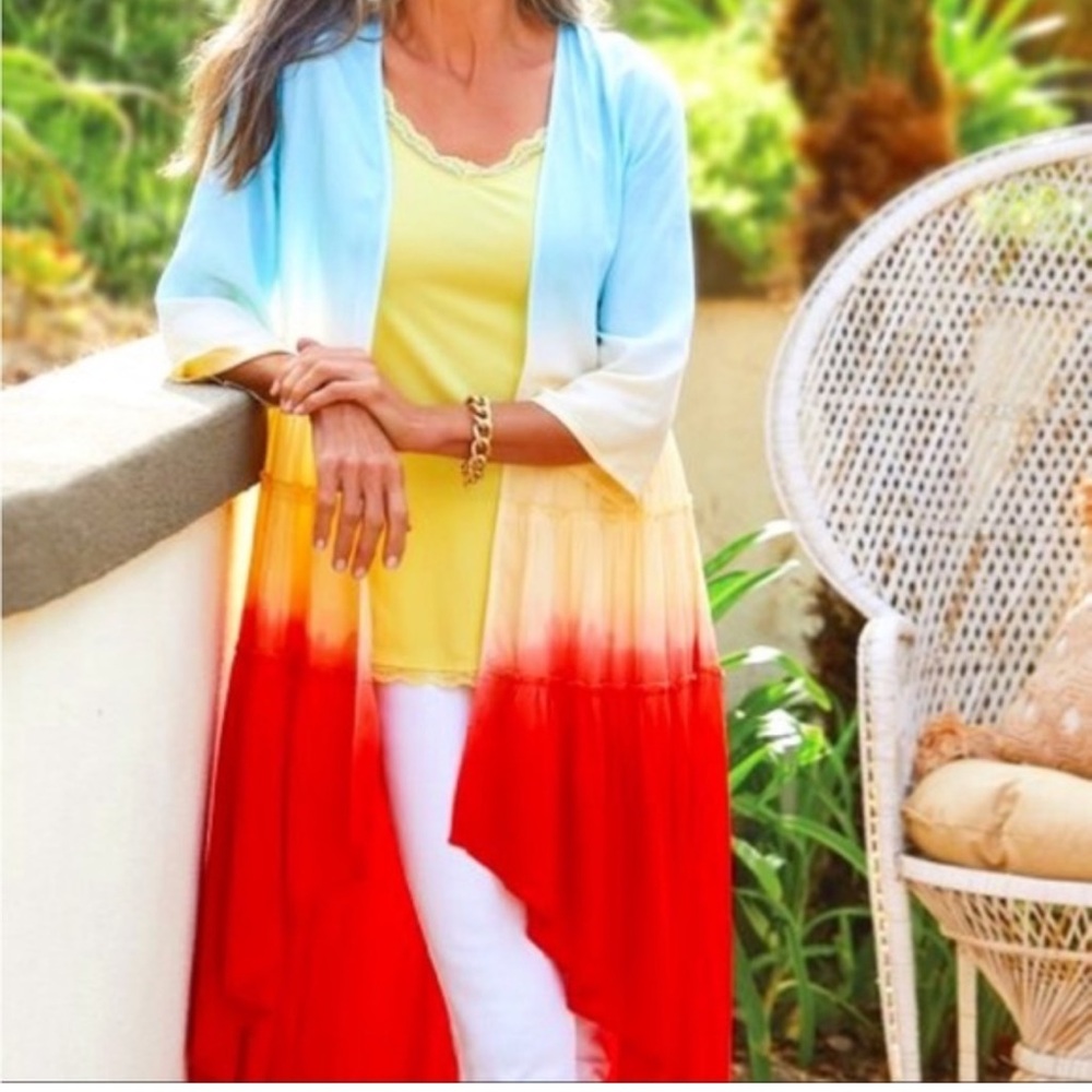 Soft Surroundings Calorosa Tie Dye Topper Duster Cover Up Cardigan Size M - Picture 2 of 14